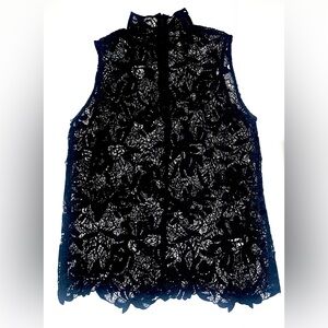 H&M -Elegant Black Lace Sleeveless Top w/ back zipper Size small-white label